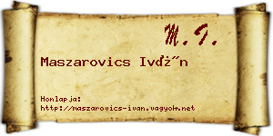 Maszarovics Iván névjegykártya